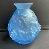 Blue Art Deco vase signed Etaleune Paris France