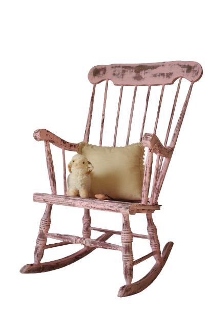 Rocking-chair vintage 50 in pink patina wood
