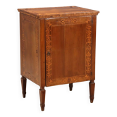Table de chevet ancienne en noyer avec incrustations en érable, transformée en meuble bar, XIXe siècle