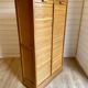 Vintage filing cabinet with double curtains, oak, Charles Schneider, Betschdorf.