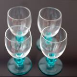 Lot de 4 verres à pied verts, made in france, by luminarc
