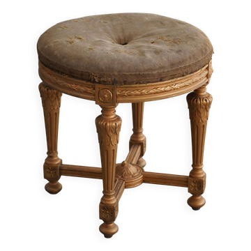 Antique round Gustavian stool, Swedish cabinetmaker, late 18th century.
