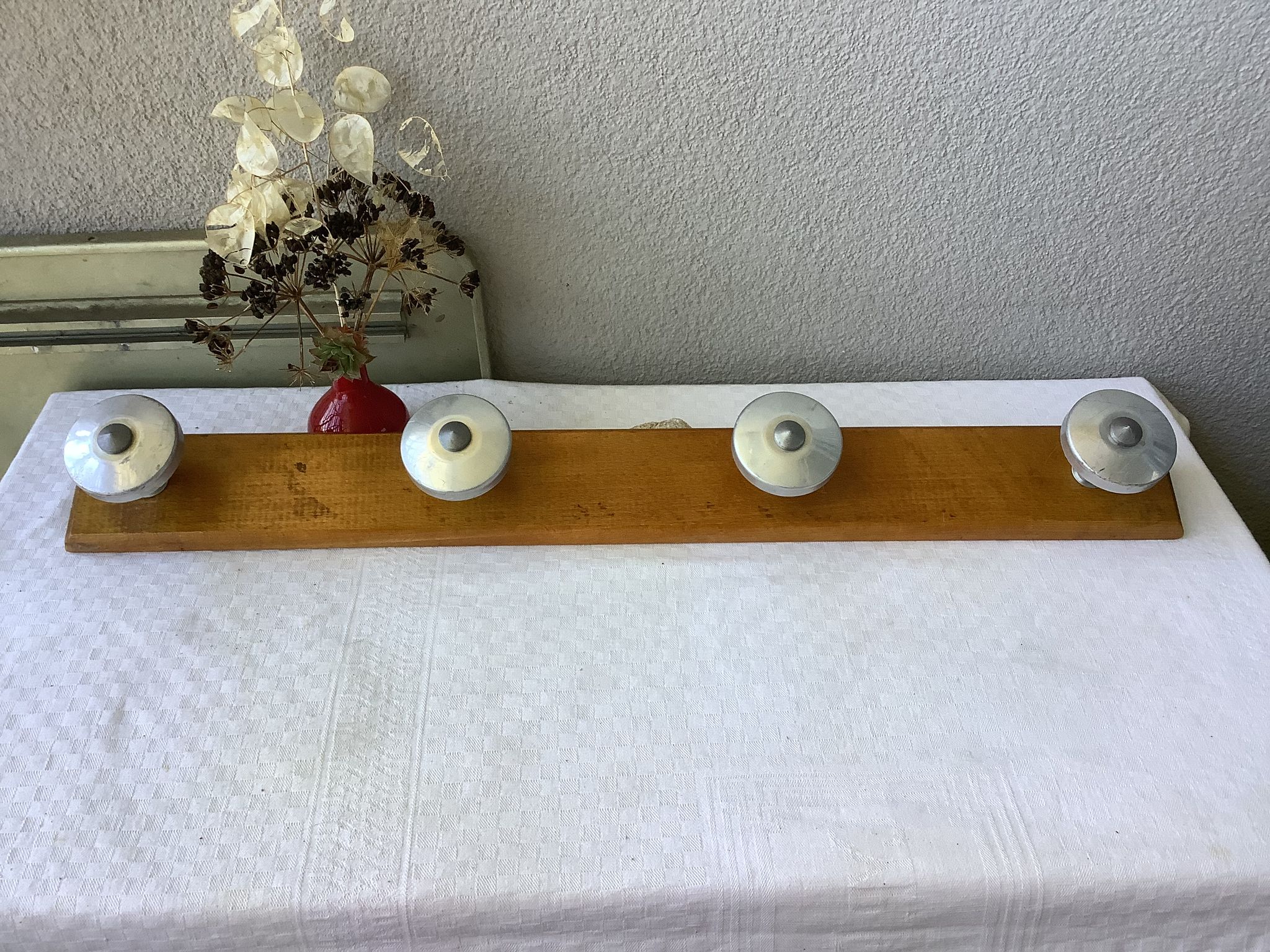 Coat rack hook wood and zinc vintage 50'