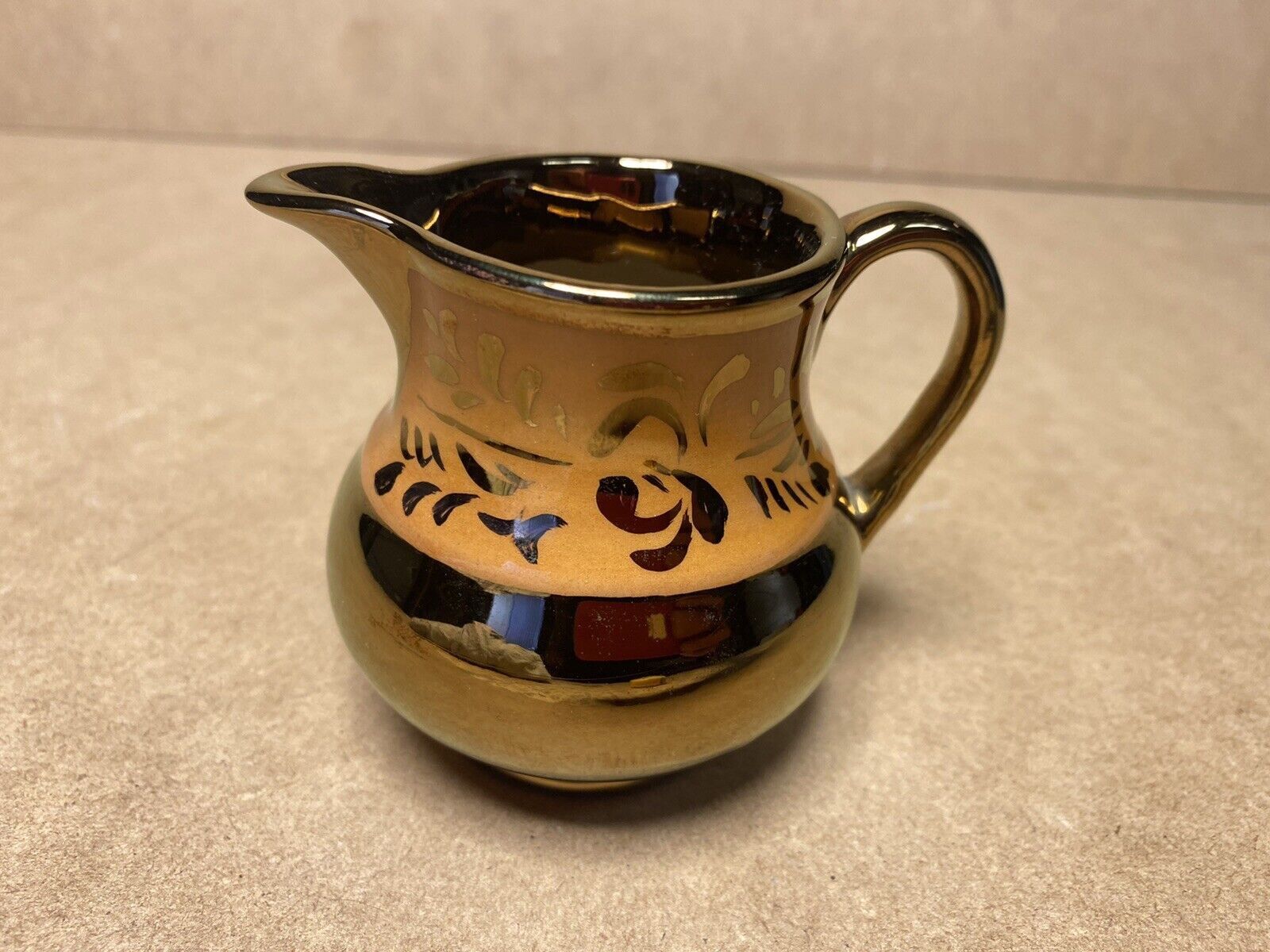 Old milk jug jersey earthenware / english lustrous faience