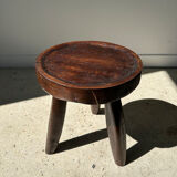 Brown solid wood stool hollow circular seat h:35cm d:30cm