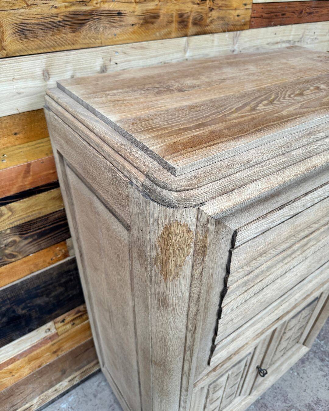 Secretary in sandblasted oak - 1950s