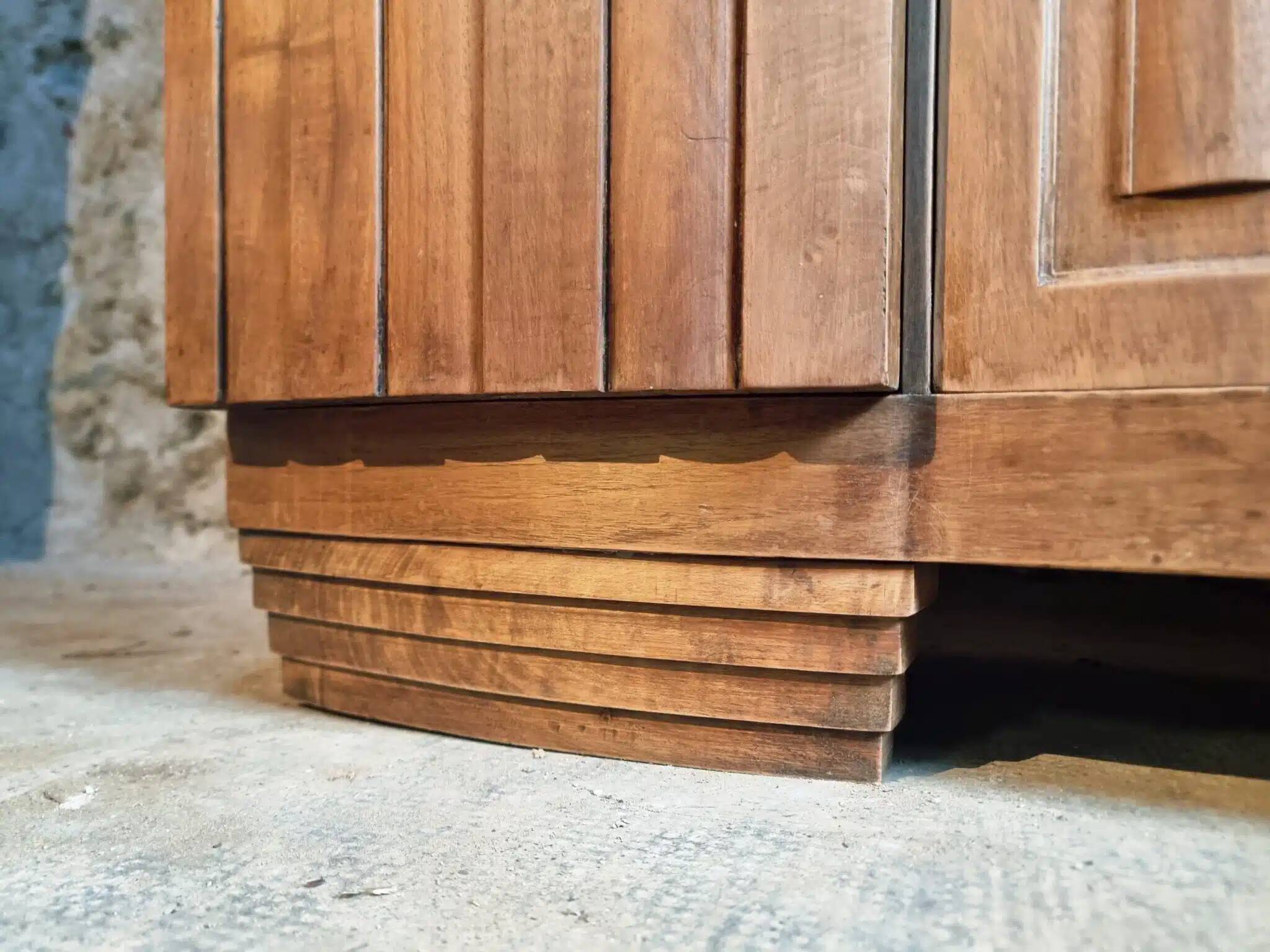 French Art Deco walnut sideboard with marble top, 1920s