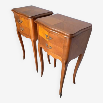 Pair of bedside cherry and bronze