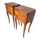 Pair of bedside cherry and bronze