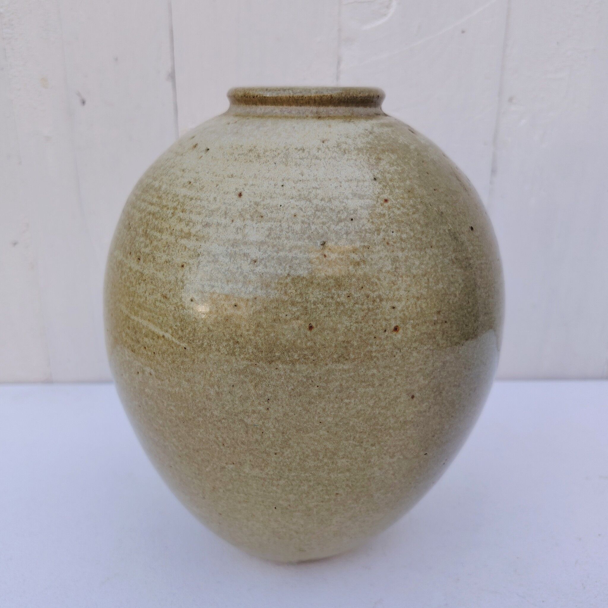 Vintage signed glazed stoneware vase.