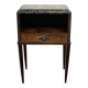Art Deco bedside table in rosewood, walnut burl, and marble top.