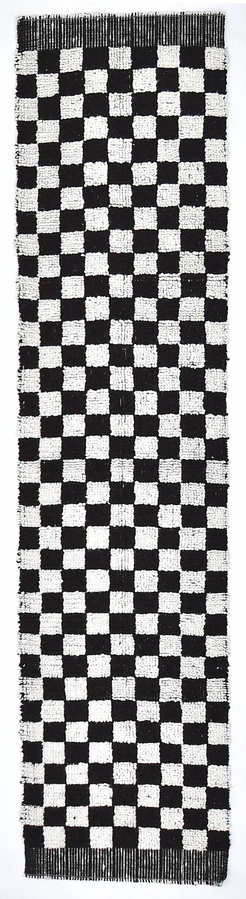 2x10 Checkered Turkish Vintage Runner Rug 69x294Cm