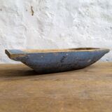 Swedish folk art, large unique blue farmer's bowl from the 19th century.