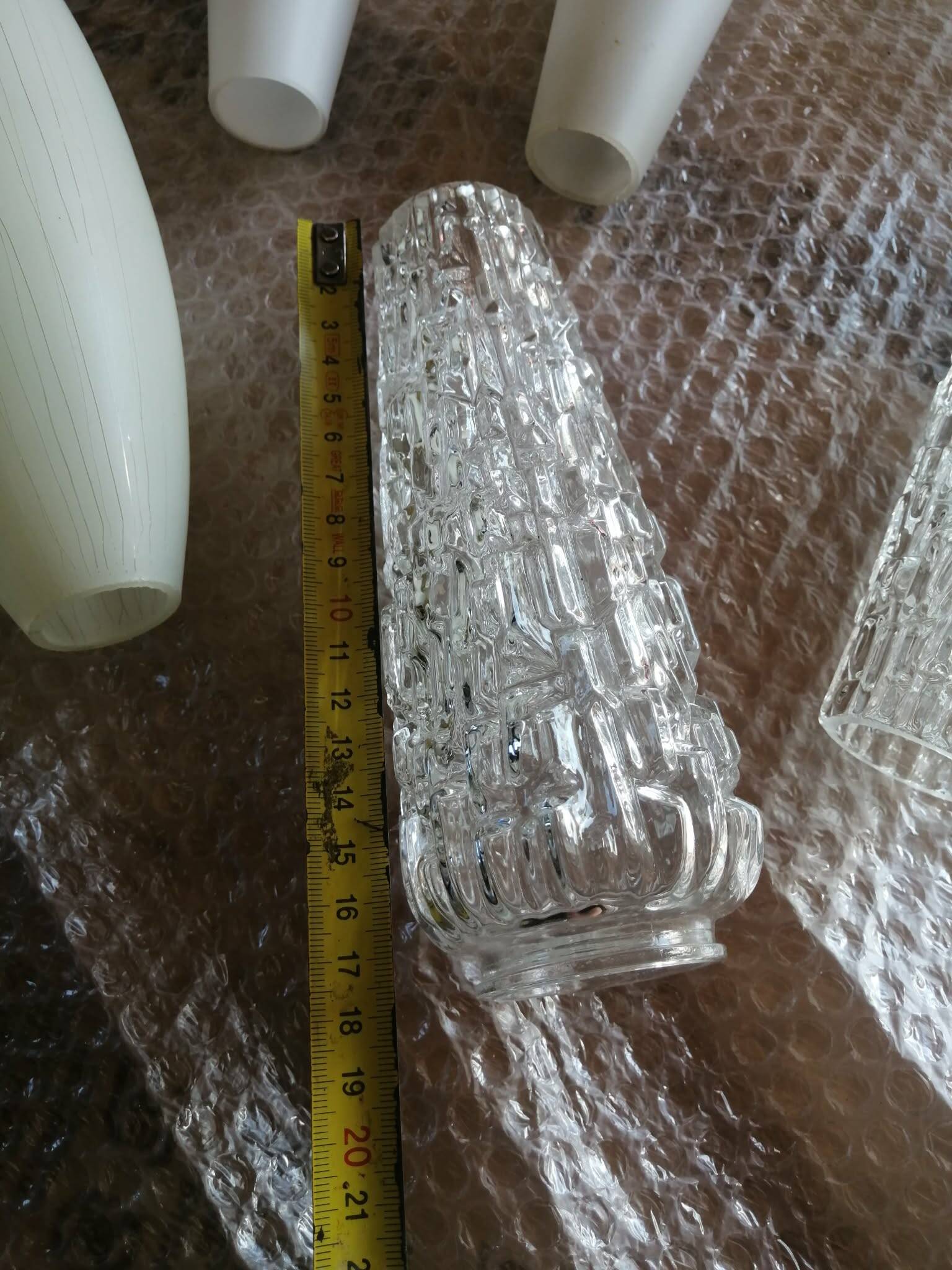 Set of 7 vintage glass tulip lampshades
