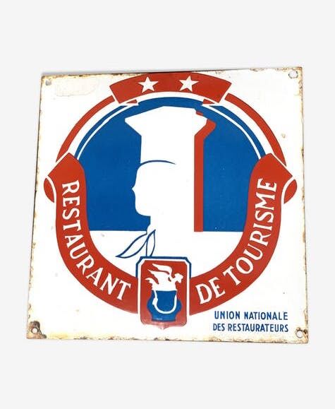 Old enamelled plate tourist restaurant