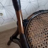 Pair of vintage bistro chairs in bamboo and canework