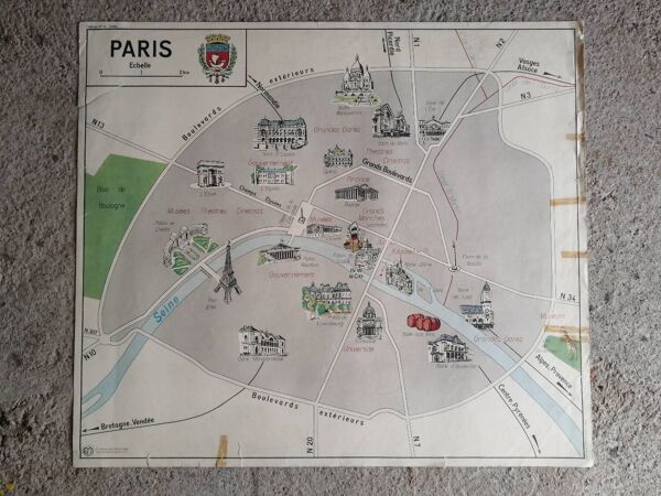 Carte scolaire vintage mdi France Paris Région parisienne