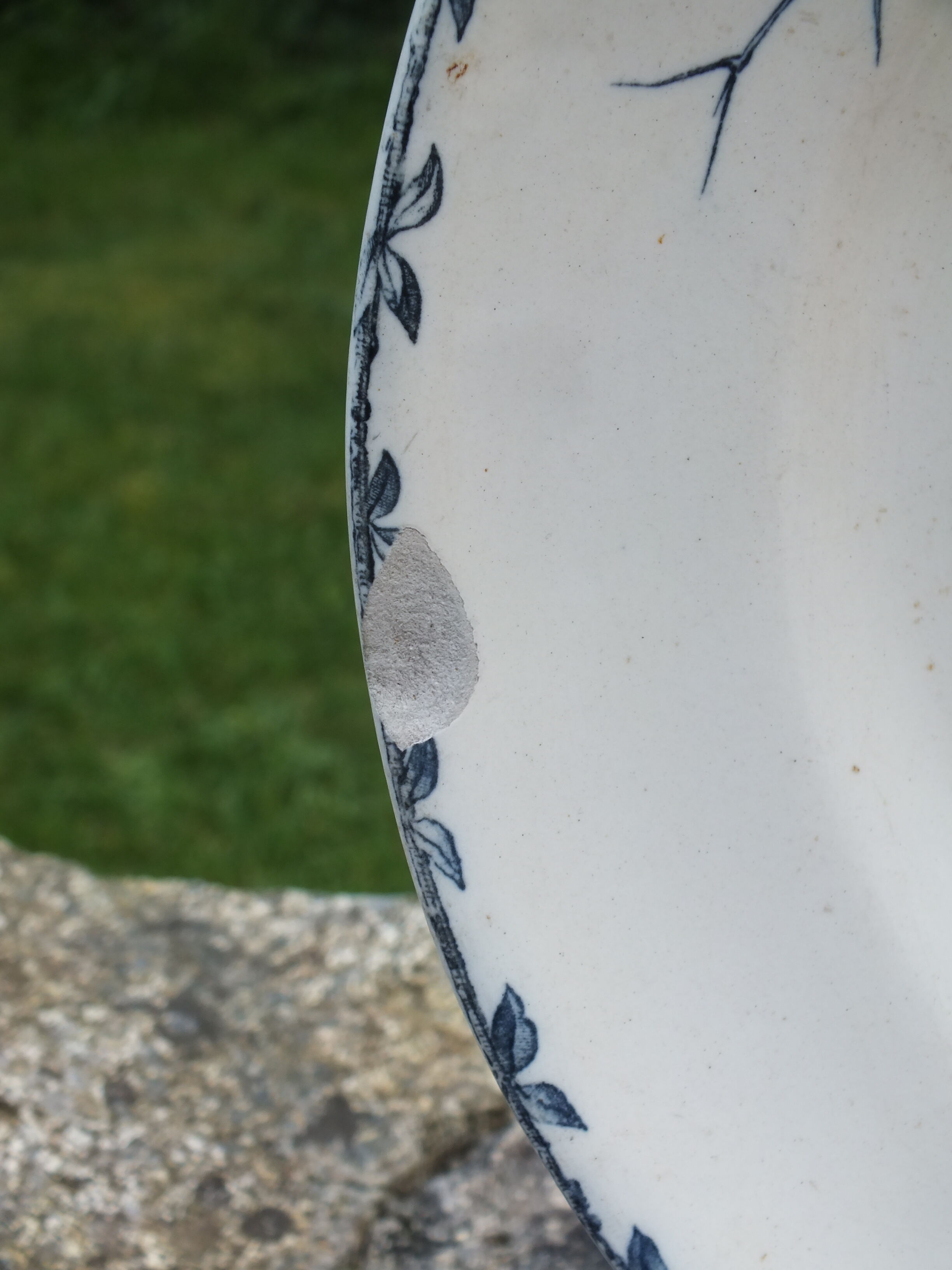 Dish in Terre de Fer decoration Spring, birds - 38x47 cms