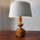 Vintage 70s salon lamp made of turned and sculpted oak wood.