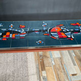 Coffee table in signed ceramic and chromed metal 70s