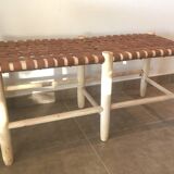 Banc en peuplier et cuir