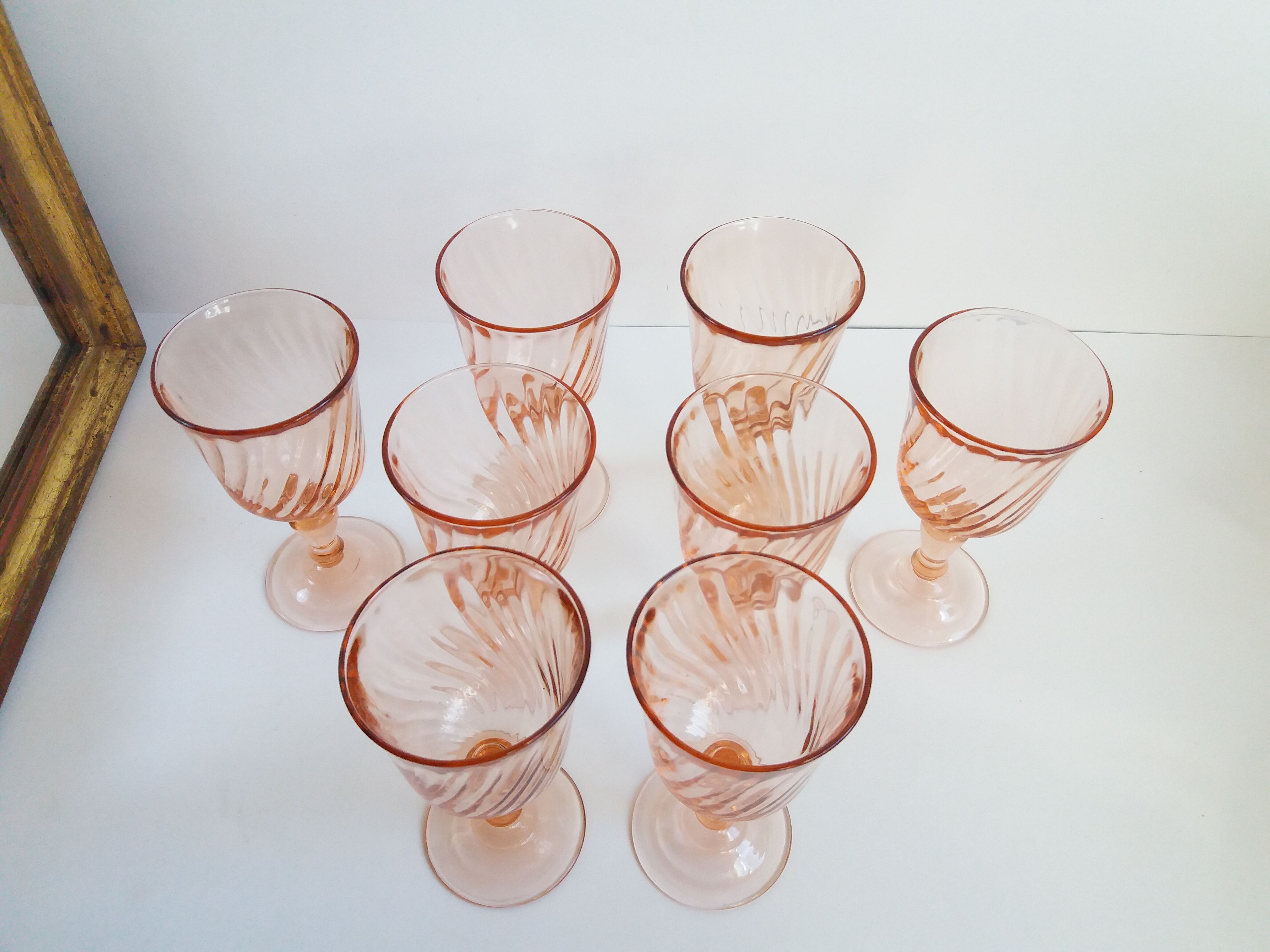 Set 8 verres à vin rose poudré
