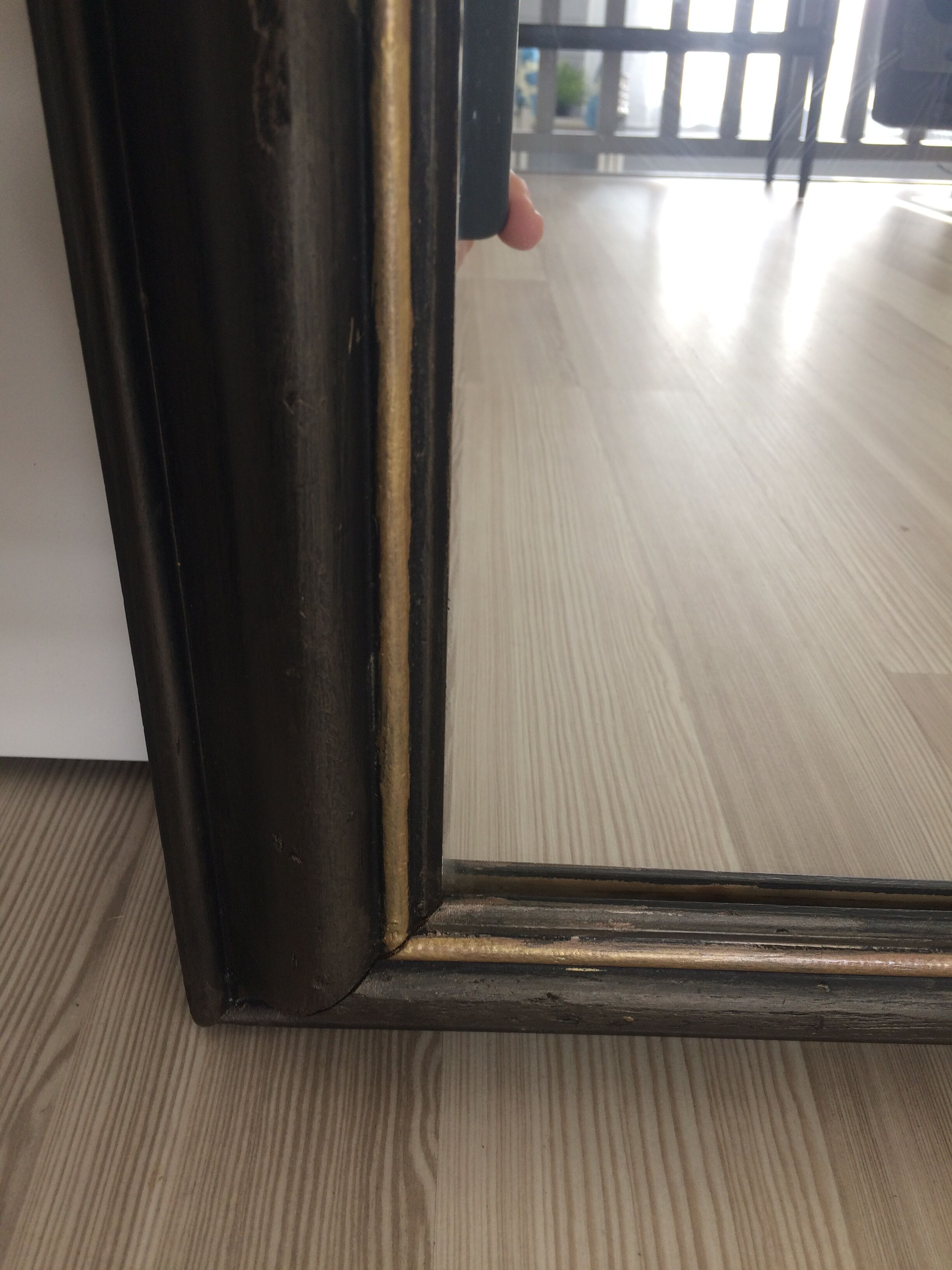 Former mirror black with gold edging 62x82cm