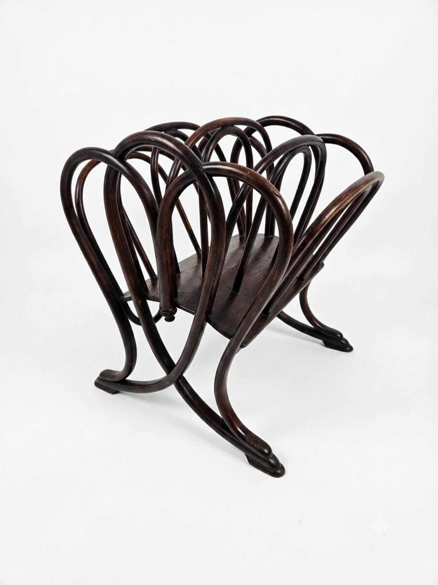 Thonet curved wood magazine rack Art Nouveau