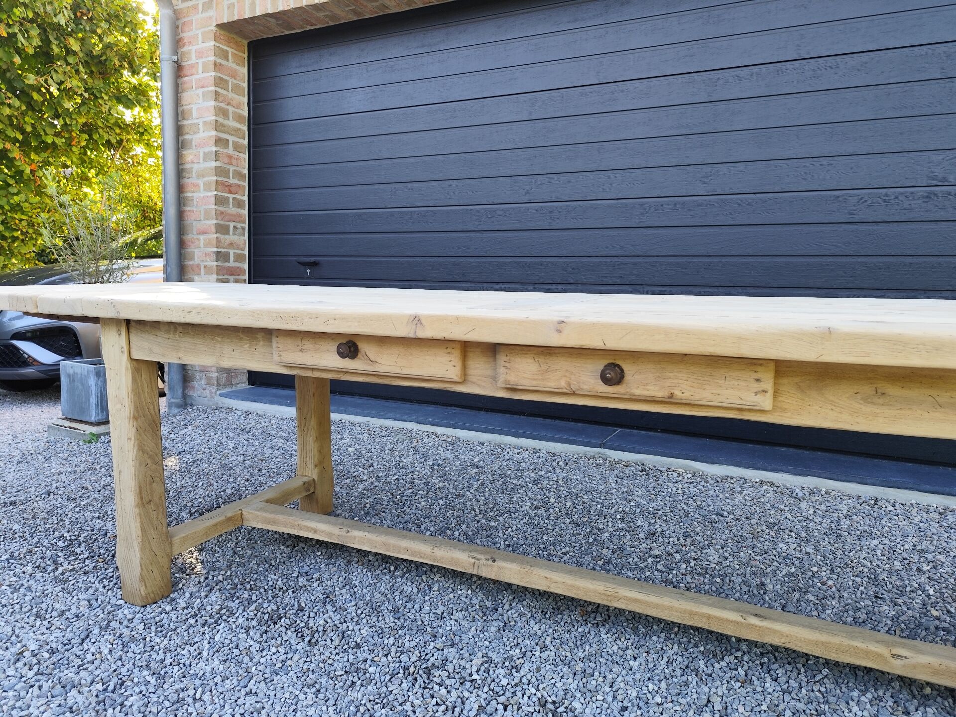 Table de ferme 3m20 chêne massif 2 rallonges