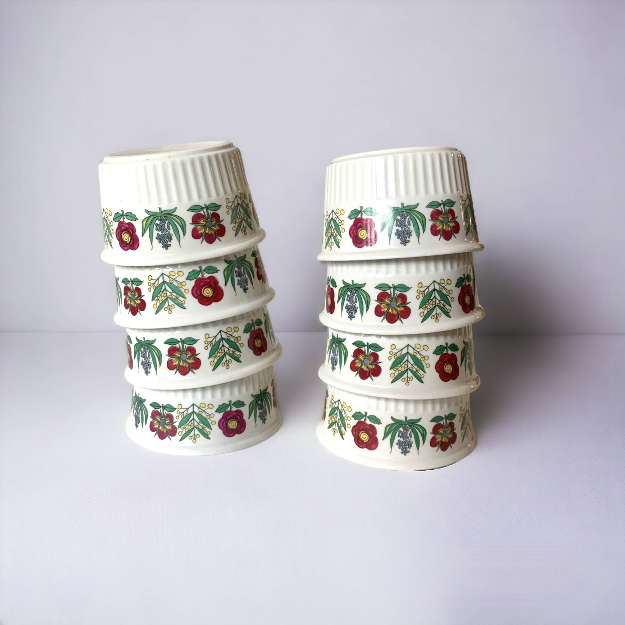 Set of 8 vintage Villeroy and Boch Luxembourg ramekins - floral decoration