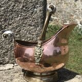 Coal bucket or charcoal of copper and brass