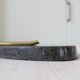 Curved mid-century floor lamp in brass and stone