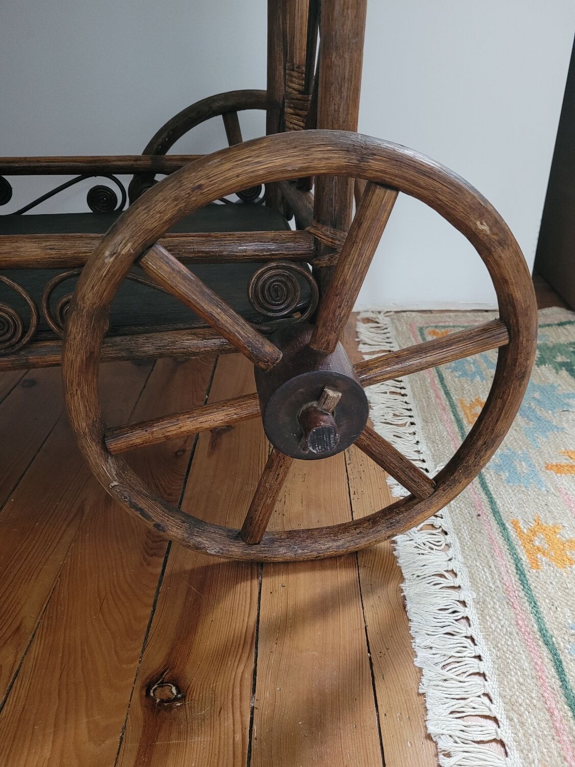 Bamboo and rattan dessert table in peacock style.