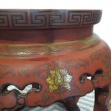 Stool Chinese pedestal table old red lacquer