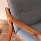 Scandinavian armchair teak Komfor blue-grey fabric 60's sled base