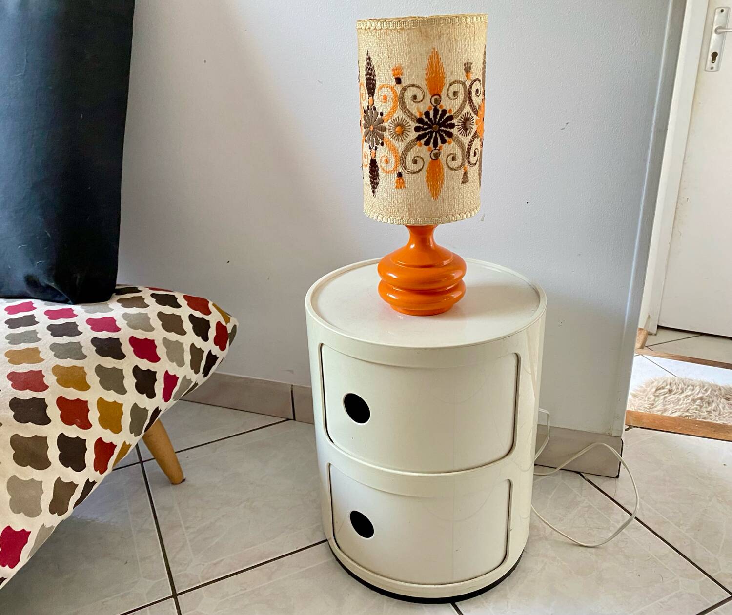 Lampe design Space age vintage années 70 original verre orange