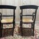 Pair of rustic straw-seated armchairs