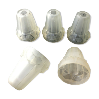 Lot of five art deco tulips Degué geometric patterns circa 1930