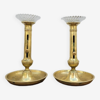 Pair of Louis Philippe candlesticks in brass 1900s