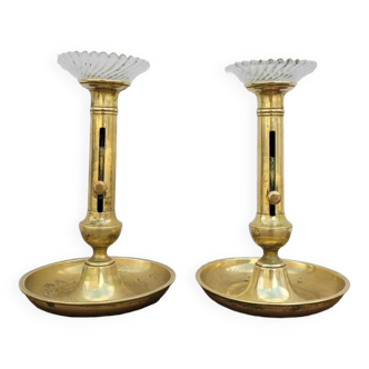 Pair of Louis Philippe candlesticks in brass 1900s