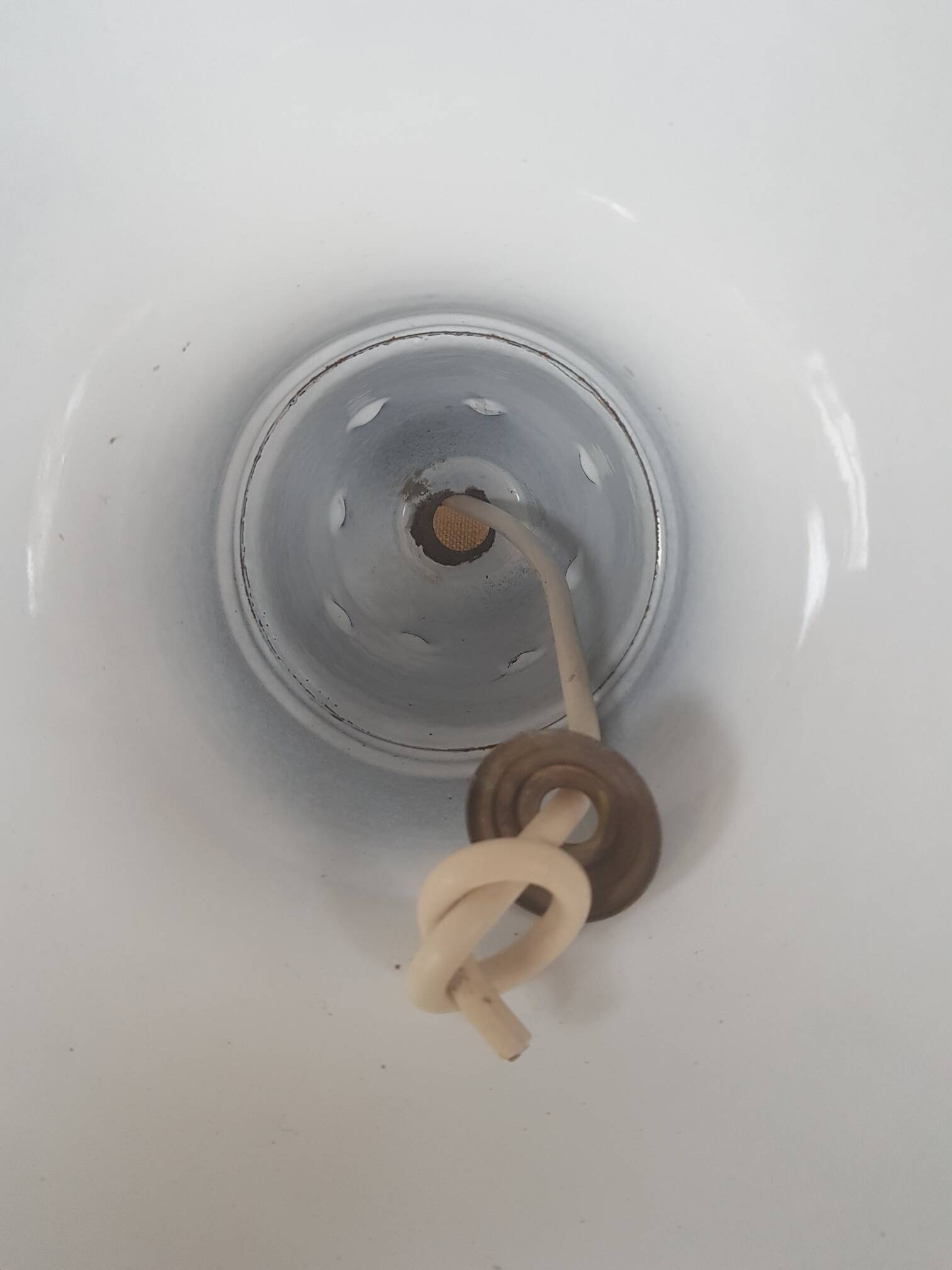 Industrial enameled sheet metal hanging bowl