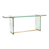 Peter Ghyczy. Console en verre et laiton doré. Années 1970.