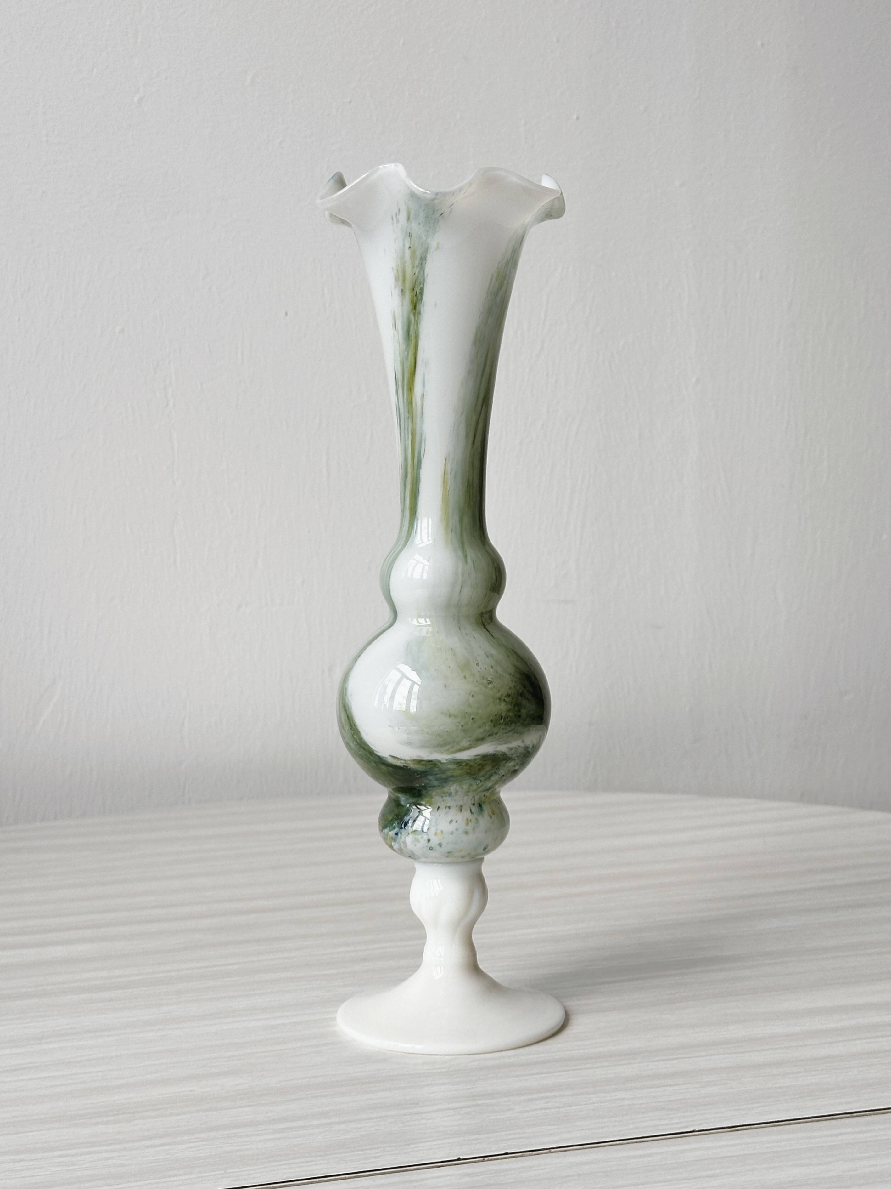 Green and white opaline soliflore vase.