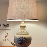 Vintage Ceramic Lamp with Wooden Base
