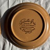 Set of 11 small dessert plates in brown-striped stoneware from Sarreguemines.