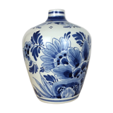 Delft earthenware vase with blue flowers