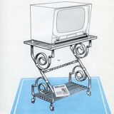Kitsch art print from the 1950s/60s, modern décor. WROUGHT IRON TV stand.
