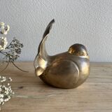 Peacock statuette in vintage brass