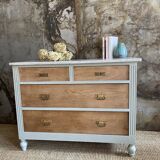 Chest of drawers raw wood & Flemish grey