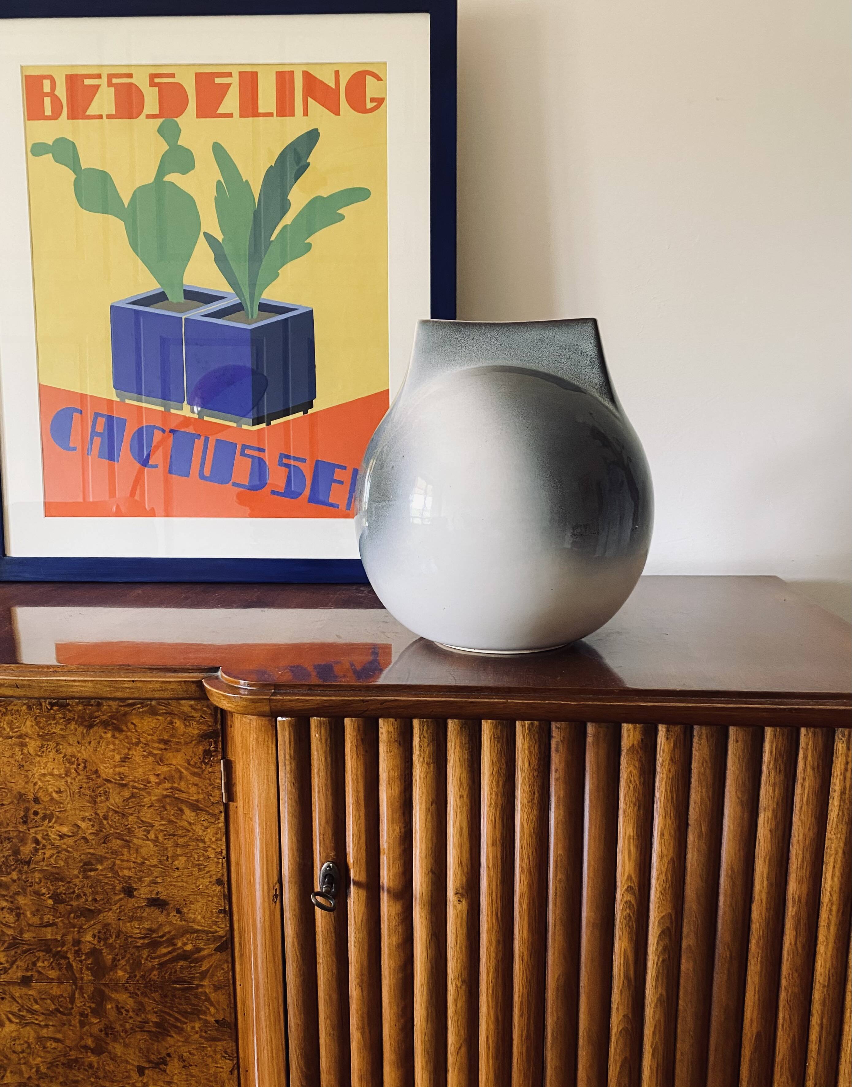 Mid-century Modern spherical gres vase, Franco Bucci Italy ca. 1970